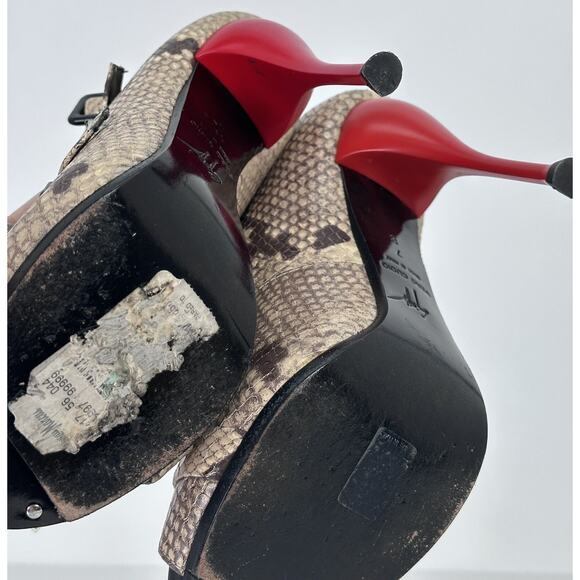 ⭐️ BARBARA BUI Platform Strap Sandals Python Embossed Leather Red Heel Sz 36.5 - Picture 10 of 15